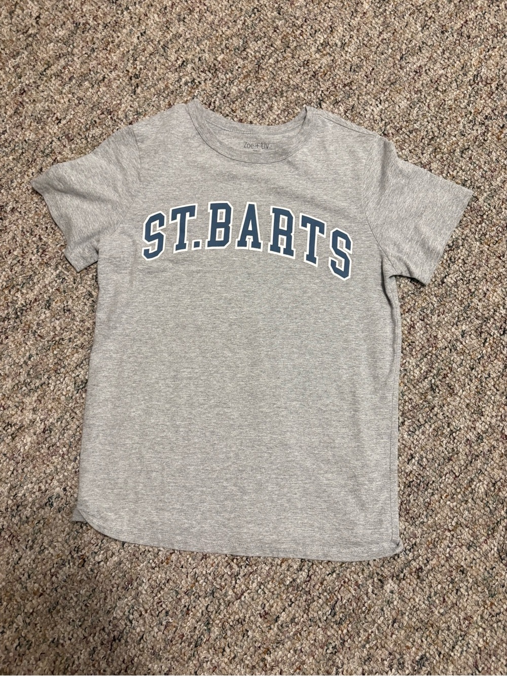 Target Gray 'ST. BARTS' Short Sleeve Tee with Navy Lettering